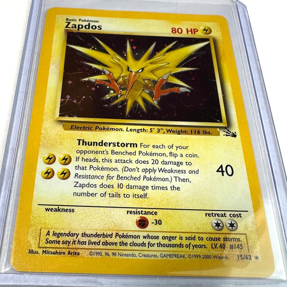 Pokemon TCG Zapdos Fossil 15/62 Holo Rare Unlimited Excellent Condition